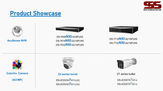 Product Showcase
DS-7716NXI-I4(/16P)/4S
DS-7732NXI-I4(/16P)/4S
DS-7608NXI-I2(/8P)/4S
DS-7616NXI-I2(/16P)/4S
DS-7632NXI-I2(/16P)/4S
ColorVu Camera
(4/2 MP)
AcuSense NVR
23 series turret
DS-2CD2347G1-L(U)
DS-2CD2327G1-L(U)
2T series bullet
DS-2CD2T47G1-L
DS-2CD2T27G1-L
 