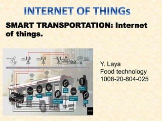 SMART TRANSPORTATION: Internet
of things.
Y. Laya
Food technology
1008-20-804-025
 