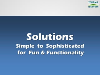 Solutions
Simple to Sophisticated
 for Fun & Functionality
 
