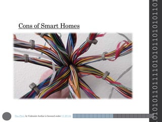 Cons of Smart Homes
010101101111010101101010110
This Photo by Unknown Author is licensed under CC BY-SA
 