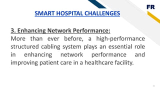 FR
26
SMART HOSPITAL CHALLENGES
3. Enhancing Network Performance:
More than ever before, a high-performance
structured cabling system plays an essential role
in enhancing network performance and
improving patient care in a healthcare facility.
 