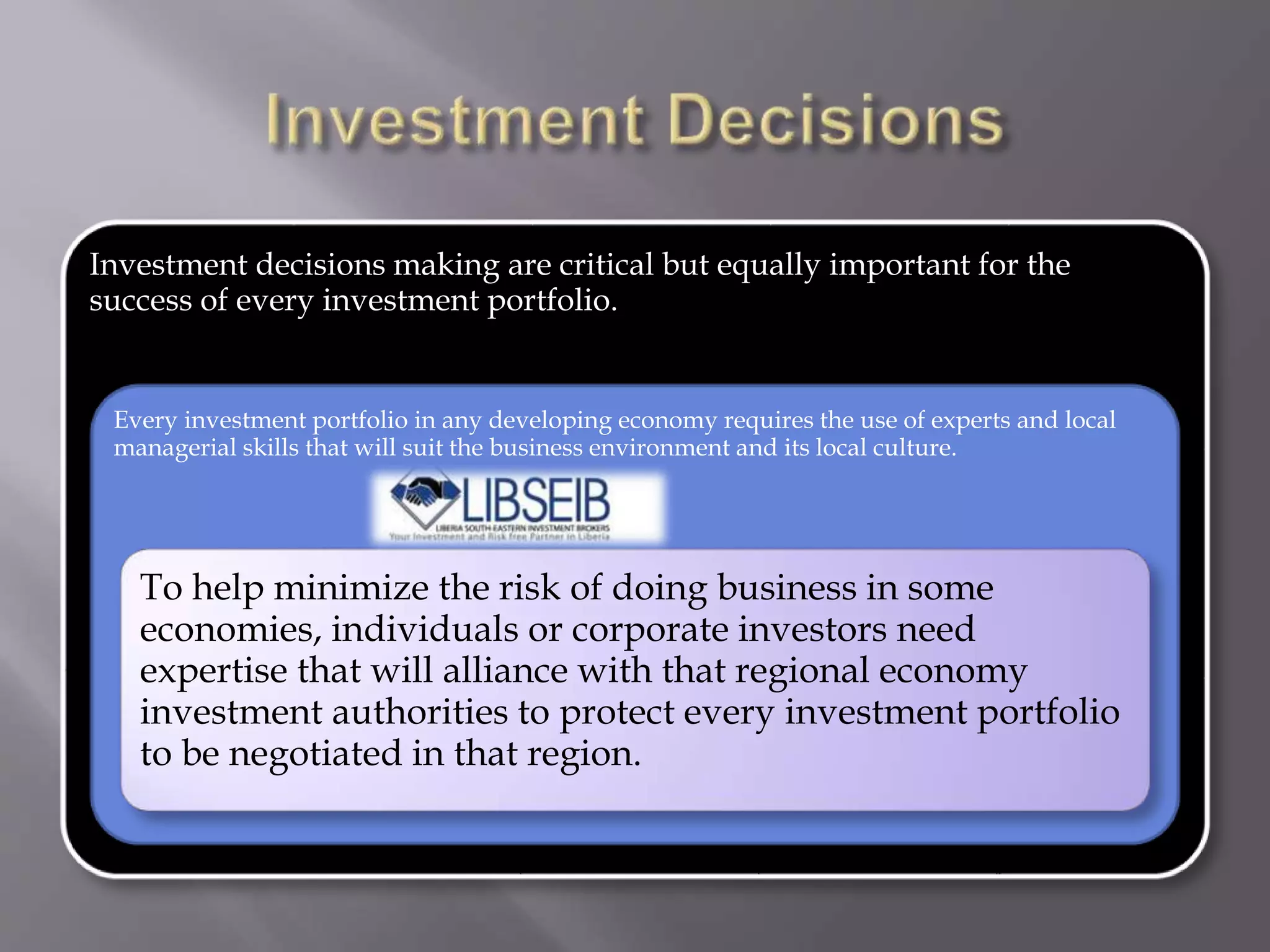 Smart investment solution PPT