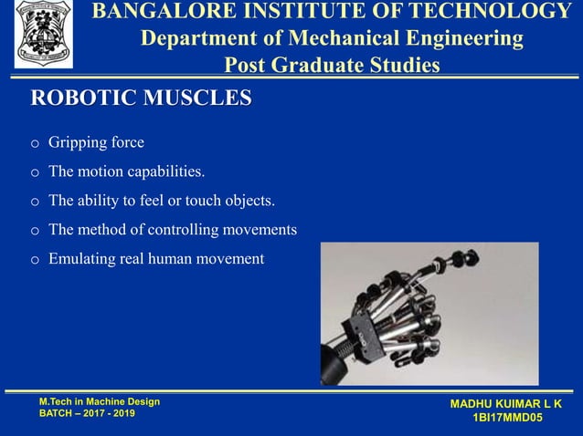APPLICATION OF THE SHAPE MEMORY ALLOY IN ROBOTICS | PPT