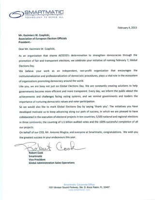 Smartmatic Global Elecions Day Letter to ACEEEO