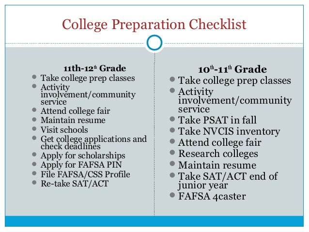 college class checklist