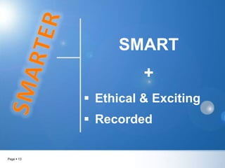 SMART
+
Ethical & Exciting
Recorded
Page 13
