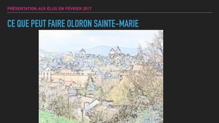 PRÉSENTATION AUX ÉLUS EN FÉVRIER 2017
CE QUE PEUT FAIRE OLORON SAINTE-MARIE
 