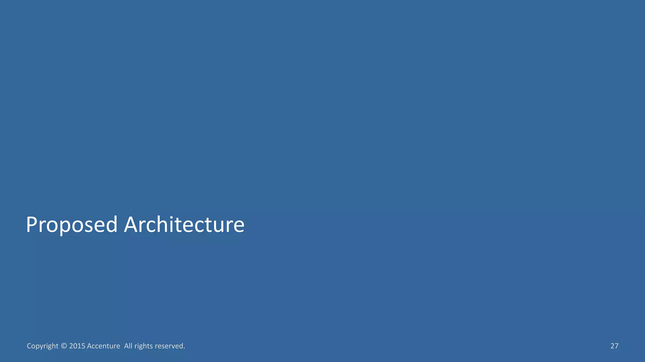 27Copyright © 2015 Accenture All rights reserved. Proposed Architecture 