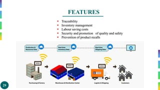 29
FEATURES
 Traceability
 Inventory management
 Labour saving costs
 Security and promotion of quality and safety
 Prevention of product recalls
 