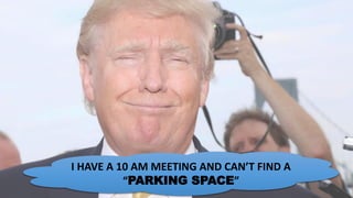 I HAVE A 10 AM MEETING AND CAN’T FIND A
“PARKING SPACE”
 
