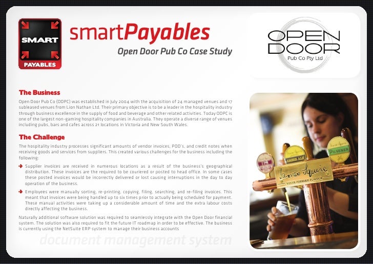 Smart Payables Open Door Pub Co Case Study Hi