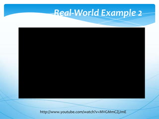Real-World Example 2

http://www.youtube.com/watch?v=MVGMmCZjJmE

 