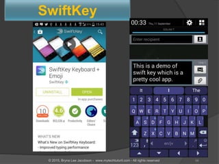 SwiftKey
58© 2015, Bryna Lee Jacobson - www.mytechtutoril.com - All rights reserved
 