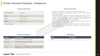 Smartphone Market in India 2017 19
Private: Domestic Company – Company A
Company Information Business Description
• Compan...