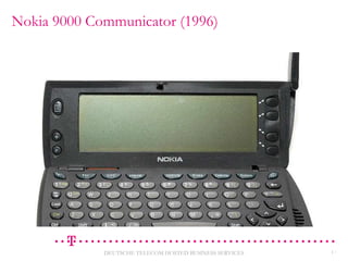 Nokia 9000 Communicator (1996)

DEUTSCHE TELECOM HOSTED BUSINESS SERVICES

17

 