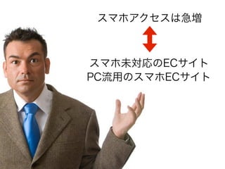 スマホアクセスは急増



スマホ未対応のECサイト
PC流用のスマホECサイト
 