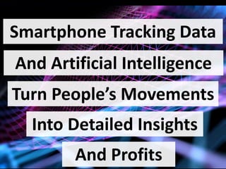 Smartphone Tracking Data
And Artificial Intelligence
Turn People’s Movements
Into Detailed Insights
And Profits
 