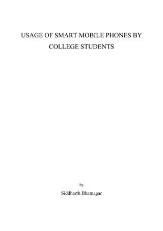 A study on Usage of Smartphone by College Students | PDF