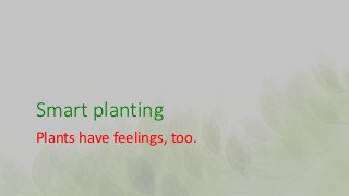Smart planting
Plants have feelings, too.
 