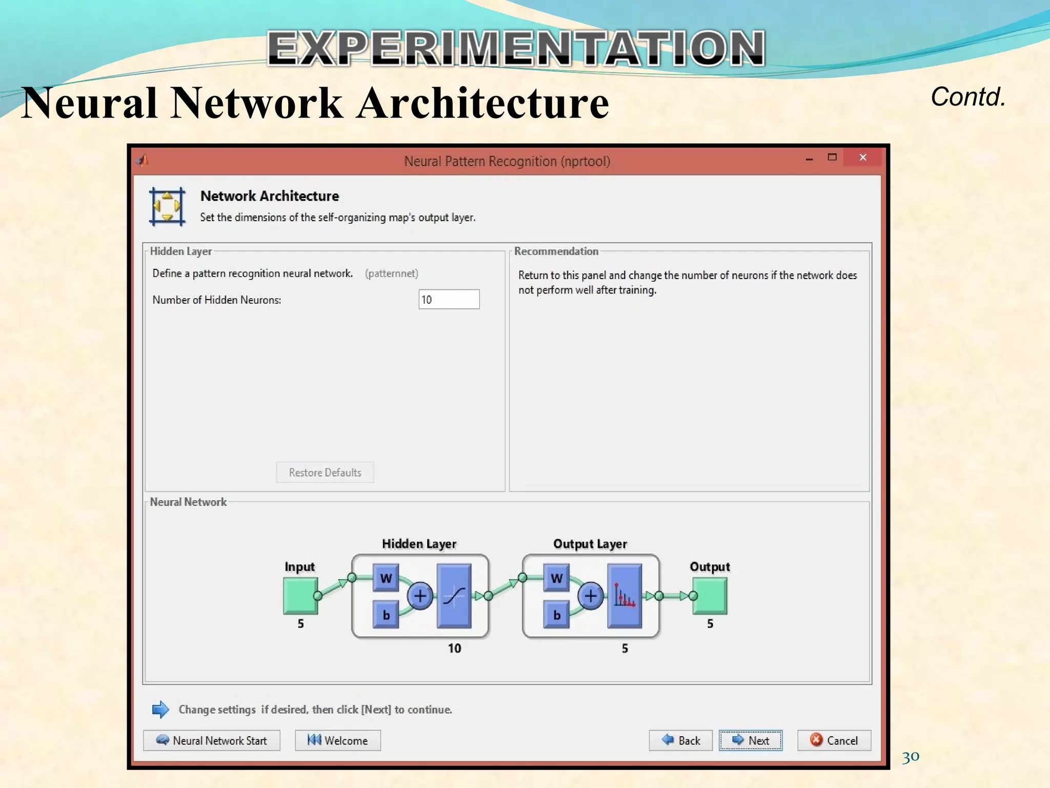 Neural Network Architecture
30
Contd.
 