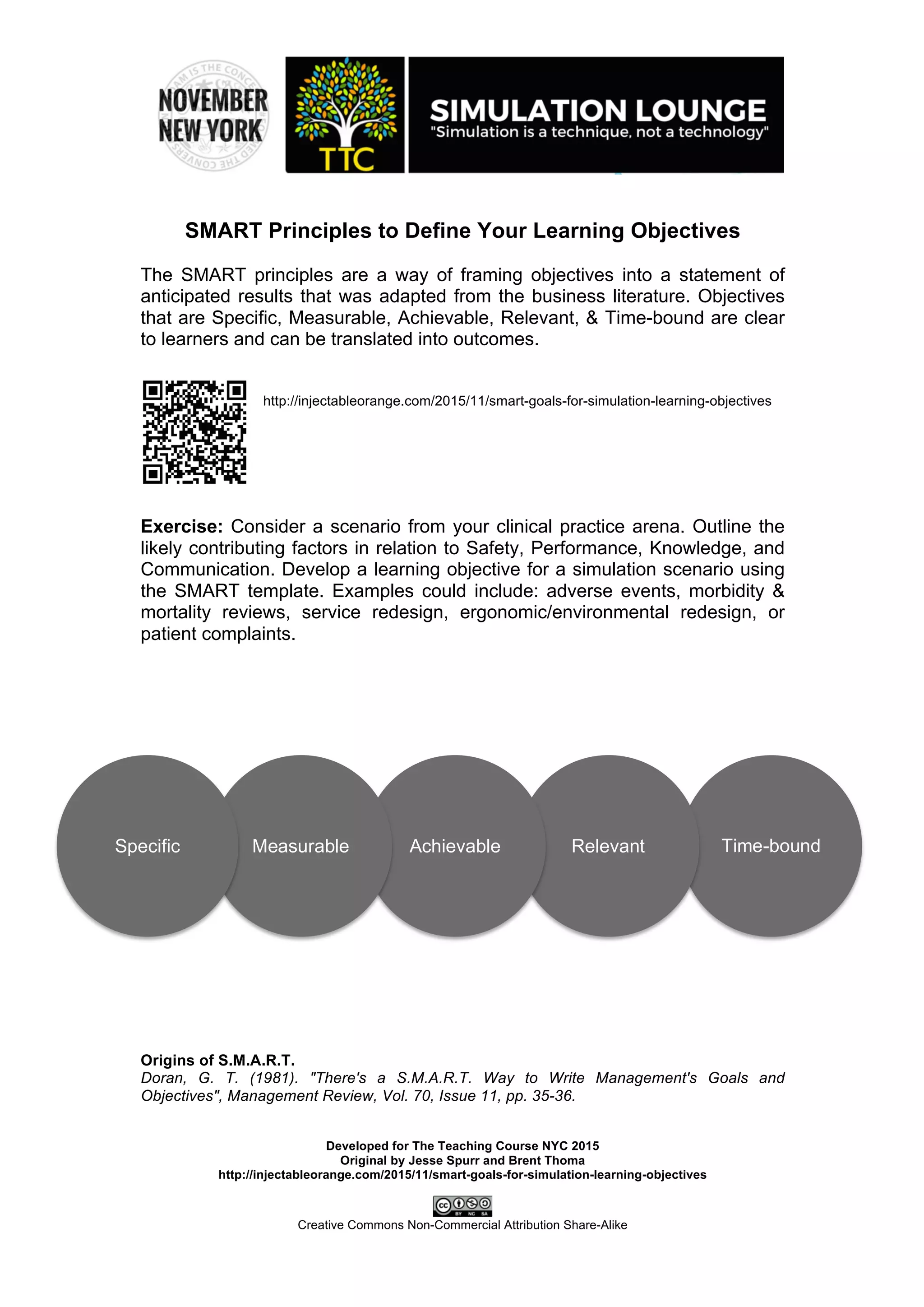 Smart principles to define your learning objectives | PDF