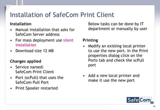 Safecom Error Message Smart Printing Technical Presentation | PPT