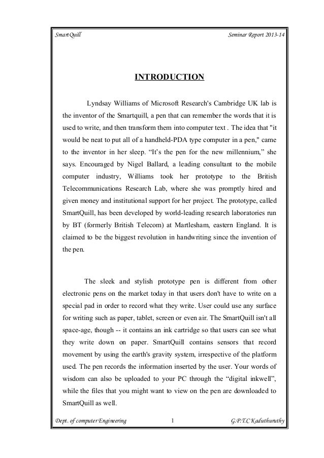 Smart quill seminar report final