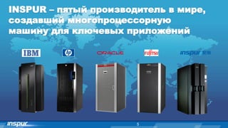 INSPUR – пятый производитель в мире,
создавший многопроцессорную
машину для ключевых приложений
5
 