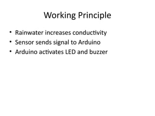 Weather Alert Arduino Smart Rain Detector Using Arduino for Automated Weather Alerts | PPTX