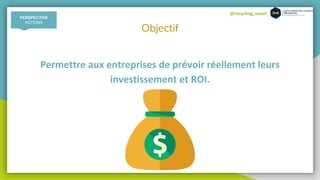 @recycling_smart
Objectif
Permettre aux entreprises de prévoir réellement leurs
investissement et ROI.
PERSPECTIVE
ACTIONS
 