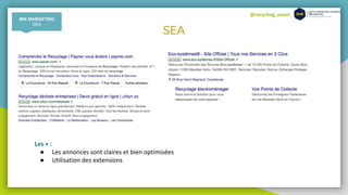 @recycling_smart
SEA
Les + :
● Les annonces sont claires et bien optimisées
● Utilisation des extensions
MIX MARKETING
SEA
 
