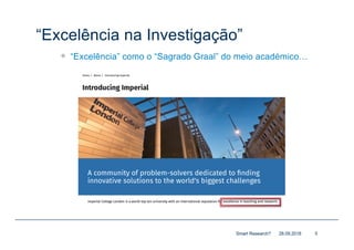 “Excelência na Investigação”
— “Excelência” como o “Sagrado Graal” do meio académico…
28.09.2018Smart Research? 5
 
