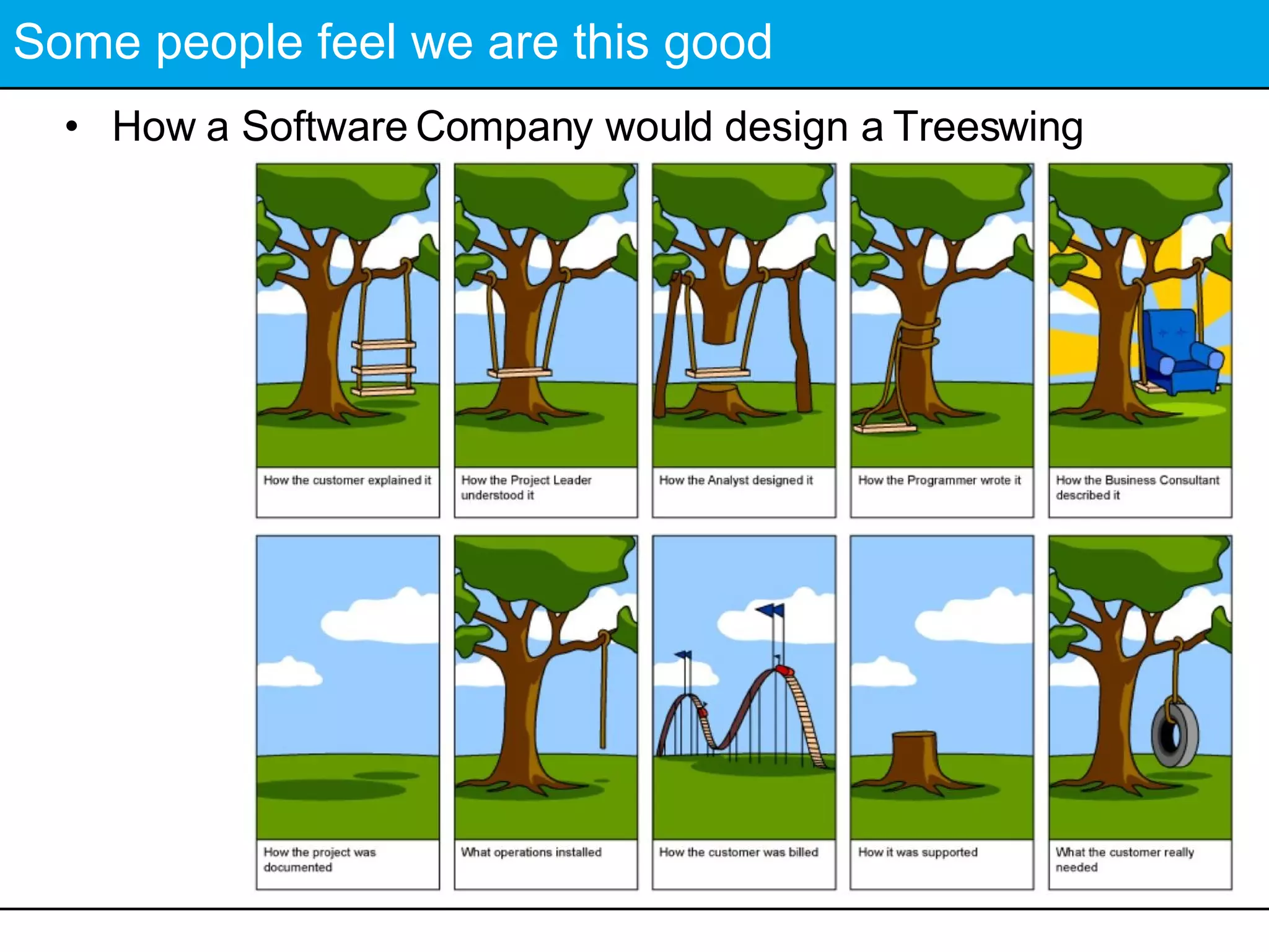 Some people feel we are this good How a Software Company would design a Treeswing 