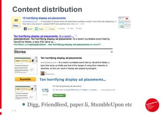 Content distribution Digg, Friendfeed, paper.li, StumbleUpon etc  |   