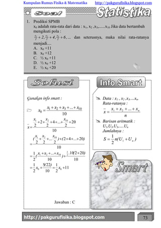 http://meetabied.wordpress.com 73
1. Prediksi SPMB
x0 adalah rata-rata dari data : x1, x2 ,x3,......x10 Jika data bertamba...