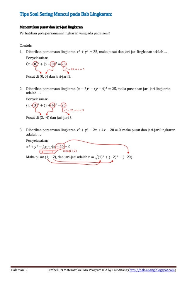 Smart Solution Un Matematika Sma 2013 Skl 2 5 Persamaan Lingkaran Da