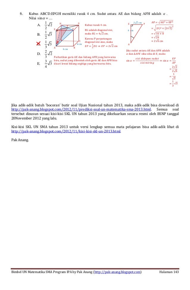 Smart Solution Un Matematika Sma 2013 Skl 3 1 Dimensi Tiga Jarak Da