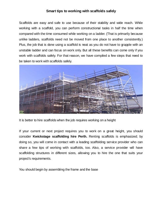 Smart tips to working with scaffolds safely