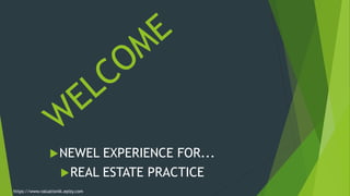 NEWEL EXPERIENCE FOR...
REAL ESTATE PRACTICE
https://www.valuationlk.epizy.com
 