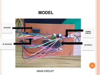 MODEL
24
RF RECEIVER
DECODER
PIC18F877a
POWER
CIRCUIT
MAIN CIRCUIT
 