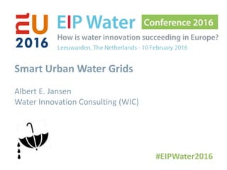 Smart Urban Water Grids
Albert E. Jansen
Water Innovation Consulting (WIC)
 