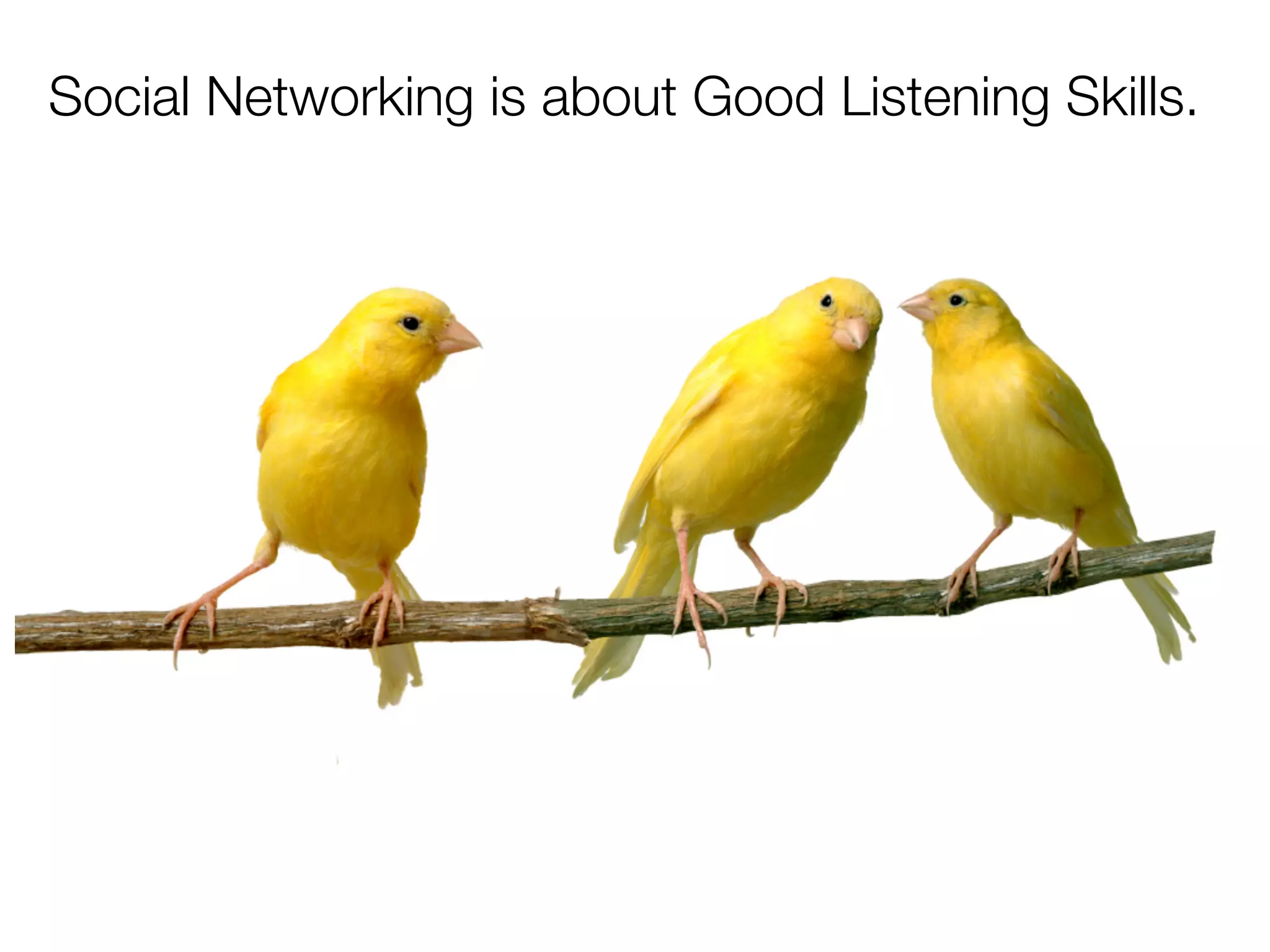 Social Networking is about Good Listening Skills.
 