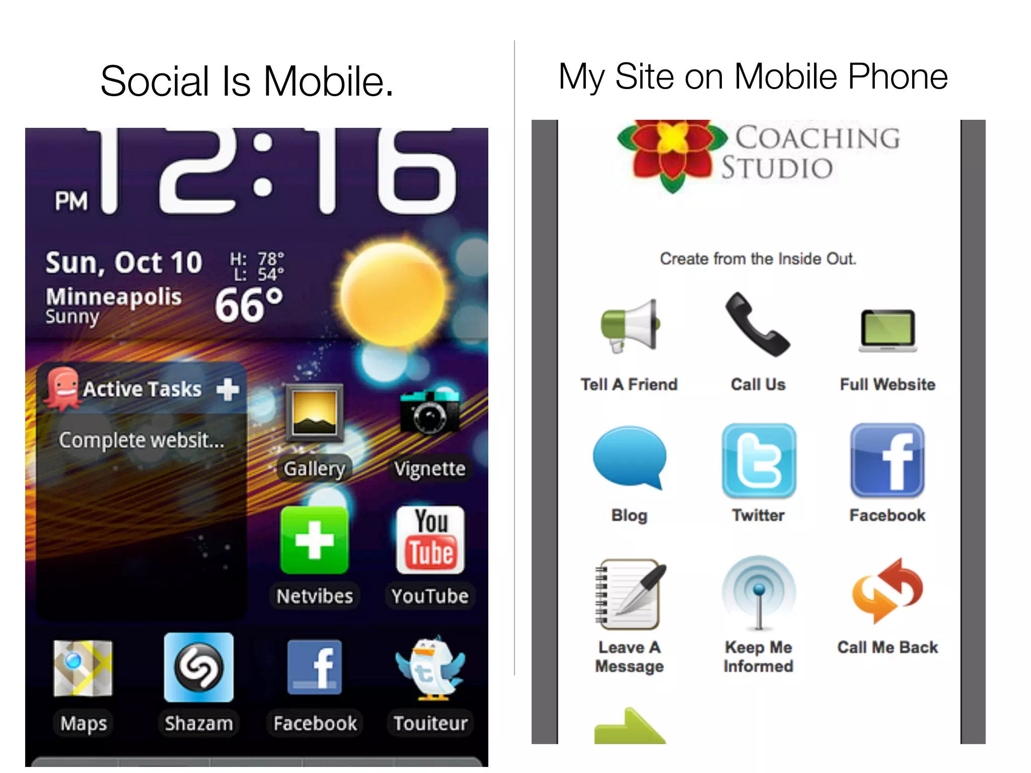 Social Is Mobile.   My Site on Mobile Phone
 