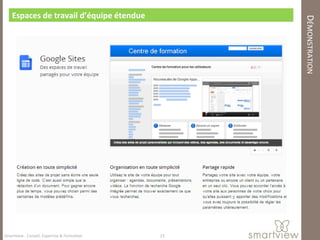 Espaces de travail d’équipe étendue




                                                  DÉMONSTRATION
Smartview : Conseil, Expertise & Formation   23
 