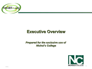 02/09/12 Executive Overview Prepared for the exclusive use of  Nichol’s College 