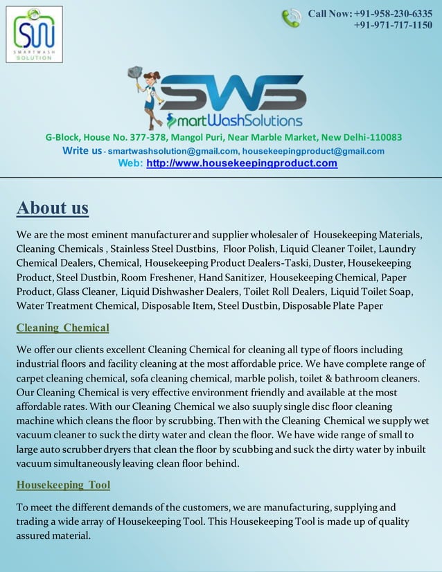Housekeeping Products & Material and Cleaning Chemicals Price List PDF