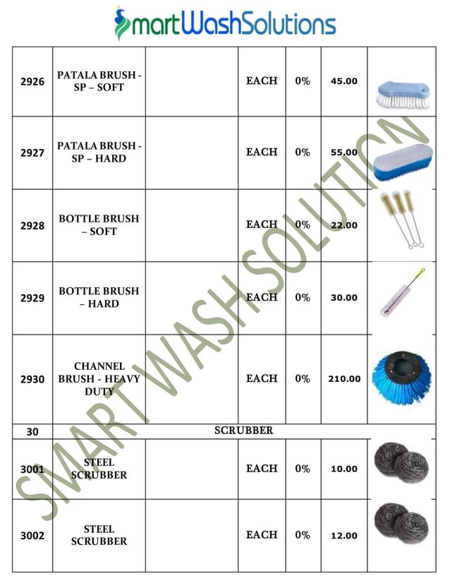 Housekeeping Products & Material and Cleaning Chemicals Price List