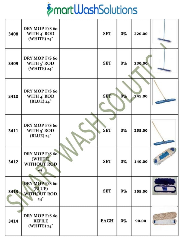 Housekeeping Products & Material and Cleaning Chemicals Price List