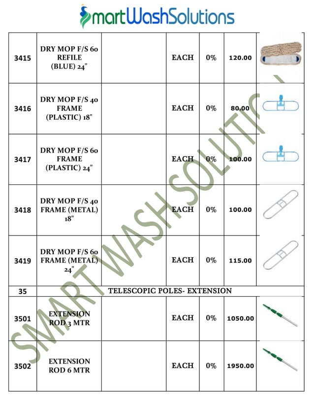 Housekeeping Products & Material and Cleaning Chemicals Price List