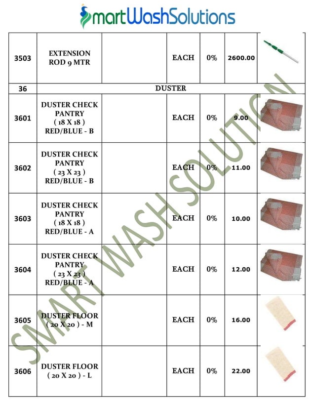 Housekeeping Products & Material and Cleaning Chemicals Price List